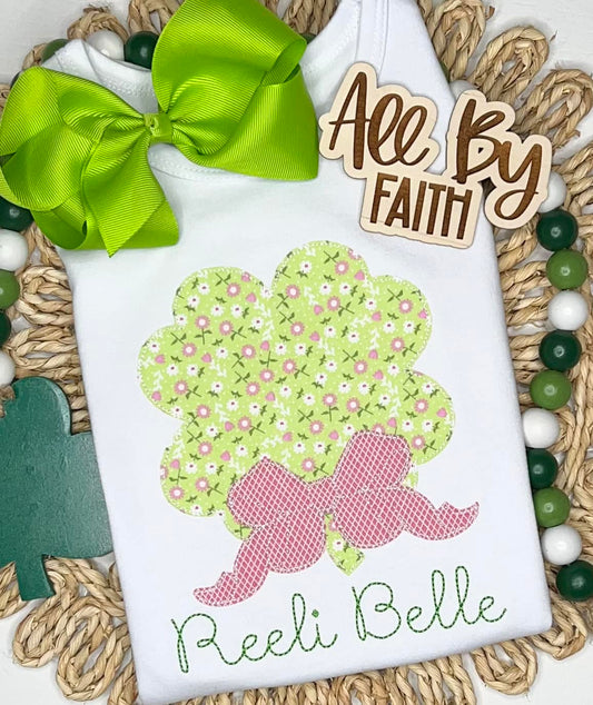 Shamrock With Bow Applique Shirt